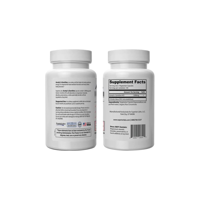 Superior Labs | Acetyl L-Carnitine 1000mg Maximum Absorption | Pure