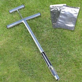 Soil Probe 16 Inch with 2 Bags, Soil Sample Probe with Ejector for Lawn House Plants, T-Handle Soil Sampler Probe Rod, Stainless Steel Soil Test Kits Tool for Soil Sampling