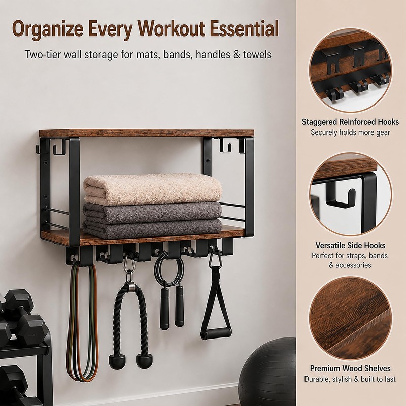 Tonal Accessories Gym Storage Rack with Yoga Mat Holder and