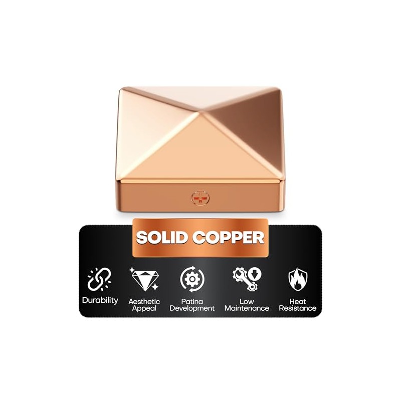 Solid Copper Pyramid Post Cap for 4x4 Wood Posts (3.5"