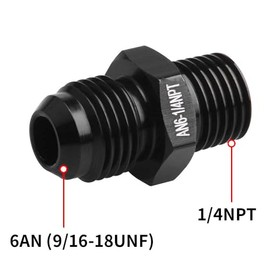 6AN - Adaptador de montaje de tubería macho a 1/4 NPT de aluminio, color negro, 4 unidades