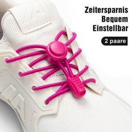 Stepace Elastic Shoelaces with Quick Release, 2 Pairs Rubber Shoe Laces Without Tying for Kids Shoes, Sports Shoes, Hot Pink