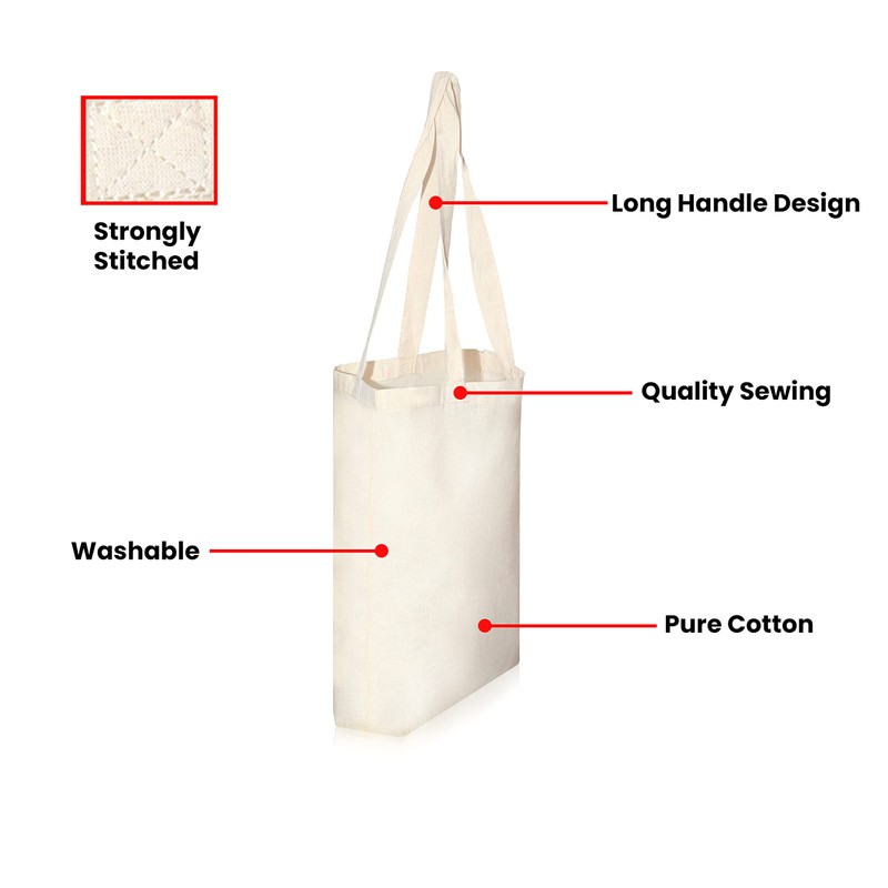 IMFAA Plain Tote Medium(40x36+60) Cm 100% Cotton Canvas Reusable Shoulder/Hand