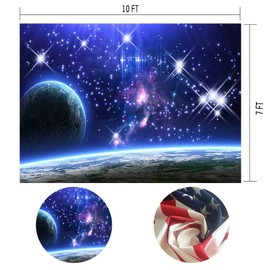 MTMETY 10x7Ft Galaxy Backdrop Universe Backdrop Starry Sky Planet Background Earth Shinny Vinyl Photo Video Studio LXME358