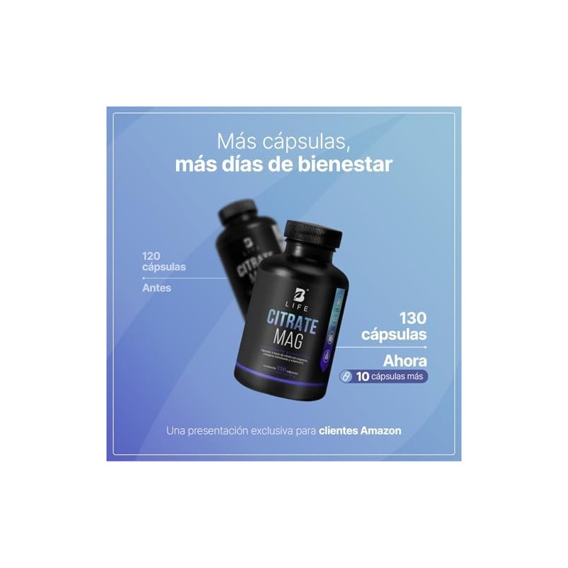 B Life Citrato de Magnesio Potenciado con Vitamina C 130