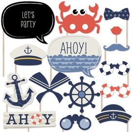Big Dot of Happiness Ahoy - Nautical Photo Booth Props Kit 20 Count