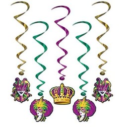 Party Central Club Pack of 30 Multi-Color Traditional Mardi Gras Spiral Whirls 40"
