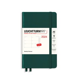 LEUCHTTURM1917 367624 Weekly Planner Pocket (A6) 2024, 12 Months, Forest Green, English