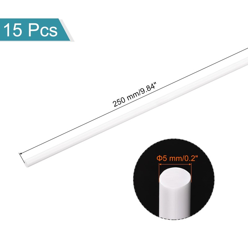 sourcing map ABS Plastic Rod Round Solid Bar 5 mm