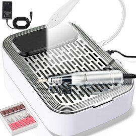 4-in-1 Rechargeable Nail Dust Collector, 80W Powerful Dual Motor Extractor Vacuum for Dust Absorption, Nail Polishing, Lighting and Wireless Using – Portable & Efficient for Nail Salons & Home Use