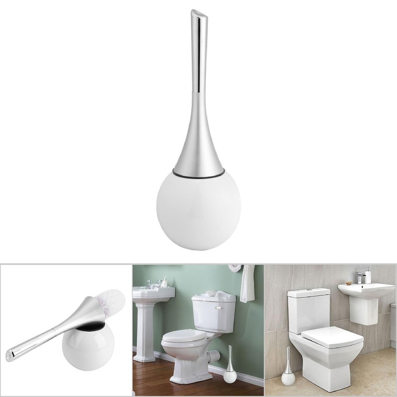 Creative Bathroom Toilet Scrub Cleaning Brush Holder Set with Stainless