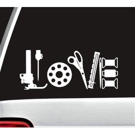Sewing Machine Love Quilting Decal Sticker Set for Car Window BG 831
