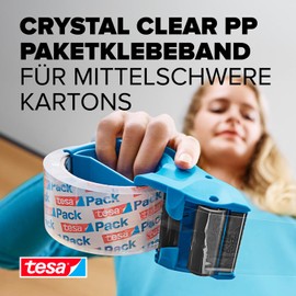 Tesa Crystal Clear Packing Tape 3 Rolls 66 m x 50 mm, clear