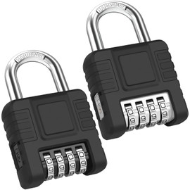 Diyife 4-Digit Combination Padlock, Heavy Duty Combination Lock with Anti-Freeze Hand Rubber Shell, [7 mm Beam], Anti Pry Combination Wheel, Combo Locks for Lockers, Gates, Gym, Fences(Black&Silver)
