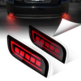 BINQIGOO Full LED Rear Bumper Reflector Lights For Subaru 2008-up Impreza/2008-2014 WRX,STI/2013-up XV Crosstrek Tail Brake Fog Lamps Daytime Running Light Turn Signal Accessories (Red)