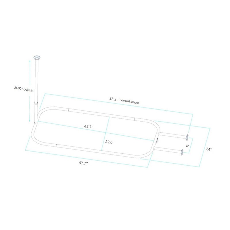 Utopia Alley Wall Mounted Hoop Shower Rod - Shower Curtain