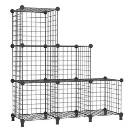 AWTATOS Wire Cube Storage Organizer, Closet Organizers and Storage, Metal 6 Cube Storage Shelves Bookshelf, Portable Closet Clothes Organizer for Bedroom, Home, Office, Black