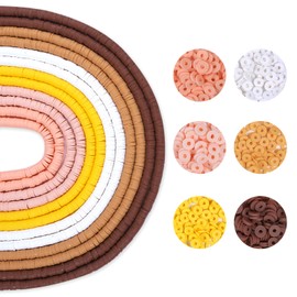 AUAUY 12 Strands Heishi Beads Set, 4200 Colourful 6 mm Clay Beads, Flat Beads Clay Beads Craft Set, Jewellery Making Sets for Choker, Necklace, Bracelet, Earrings, DIY Adults Children