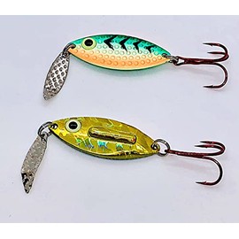 PK Rattle Spoon - Gold Hologram Back - All Season Fishing Bait - Ice Fishing Lure (Wonder Bread Glow, 3/8 Oz)