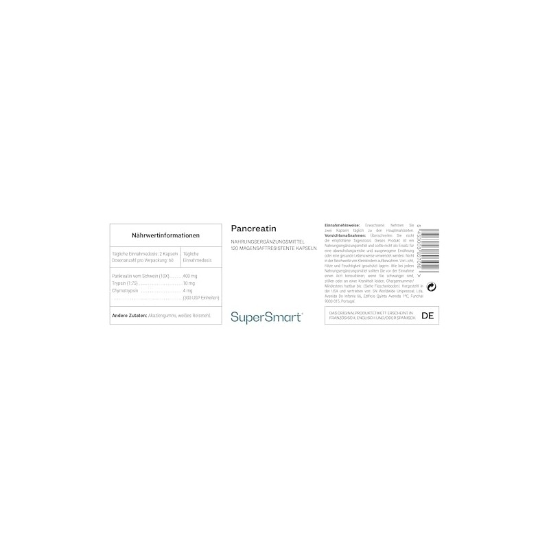 Supersmart - Pancreatin - Contains Synergistic Digestive Enzymes - Helps