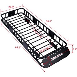 Rooftop Cargo Carrier Basket，Motoring Roof Rack,Top Mount Roof Rack 64"，Black Steel