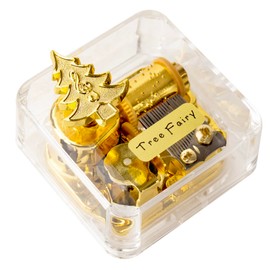 REGIUX Tree Fairy AS-LHY Music Box, Unique Fairy-Tale Melody, Gold Tree Design, Clear Case, Enchanted Gift for Christmas, Birthday, Mother's Day, Wedding, Anniversary, Valentine's Day, Thanksgiving