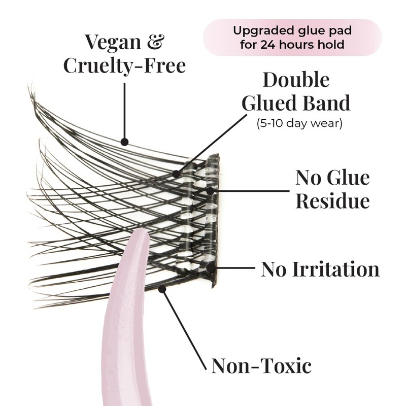 Self Adhesive Press On Eyelashes | Double Pre Glued Strips,