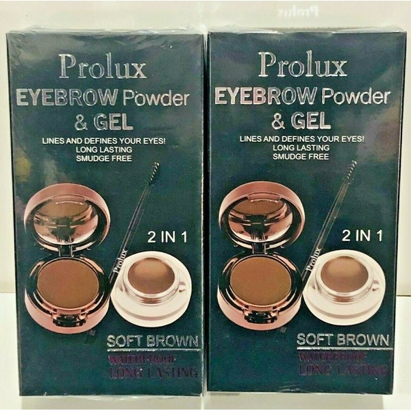 PROLUX EYEBROW POWDER & GEL LINES AND DEFINES YOUR EYES 2 PACK SOFT BROWN