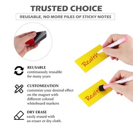 Realth Writable Magnetic Strips, Pack of 40, 5 cm x 10 cm, White, Reusable and Erasable, for Classroom, Home, Office, Whiteboard, Refrigerator, Crafts, Name Tags (RML4430W)