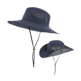 rorola Sun Hat Wide Brim Bucket Hat Outdoor, UV Protection Breathable Fishing Hiking Camping Hat Unisex, Navy Blue