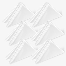 6 Pack 17x17 Inch White Cloth Napkins, Washable Polyester Dinner Napkins White Napkins Cloth Napkins with Hemmed Edges for Birthday Holiday Party Restaurant Banquets
