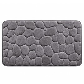 3D Cobblestone Embossed Bathroom Mat Quick Dry Absorbent Floor Rug Machine Washable Bath Mat for Home