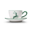 GMUNDNER KERAMIK Green Deer Coffee Cup with Saucer Cup Handmade