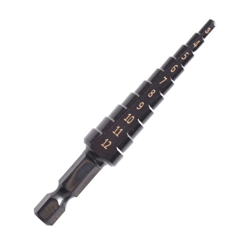 3PCS HSS Cobalt Stepped Drill Bit Set Practical Black Nitride