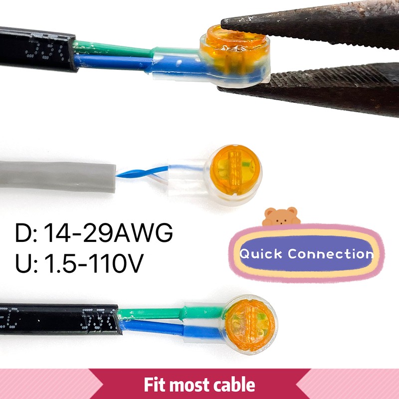 LIUJINCAN 200PCS UY2 K2 Network Cable Connectors, Telephone Wire Gel-Filled