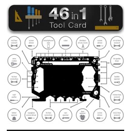 Bascuda® Multi Tool Card Size Gadget Wallet Set | 46 in 1 Pocket kit | Outdoor Camping Multitool Accessories | Stainless Steel | Perfect for Men British Presents, Christmast Gifts | Genuine UK Brand