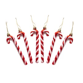 Pack of 6-13CM Glitter Candy Cane –Christmas Tree Hanging Decoration Bauble Xmas Ornament (Red)