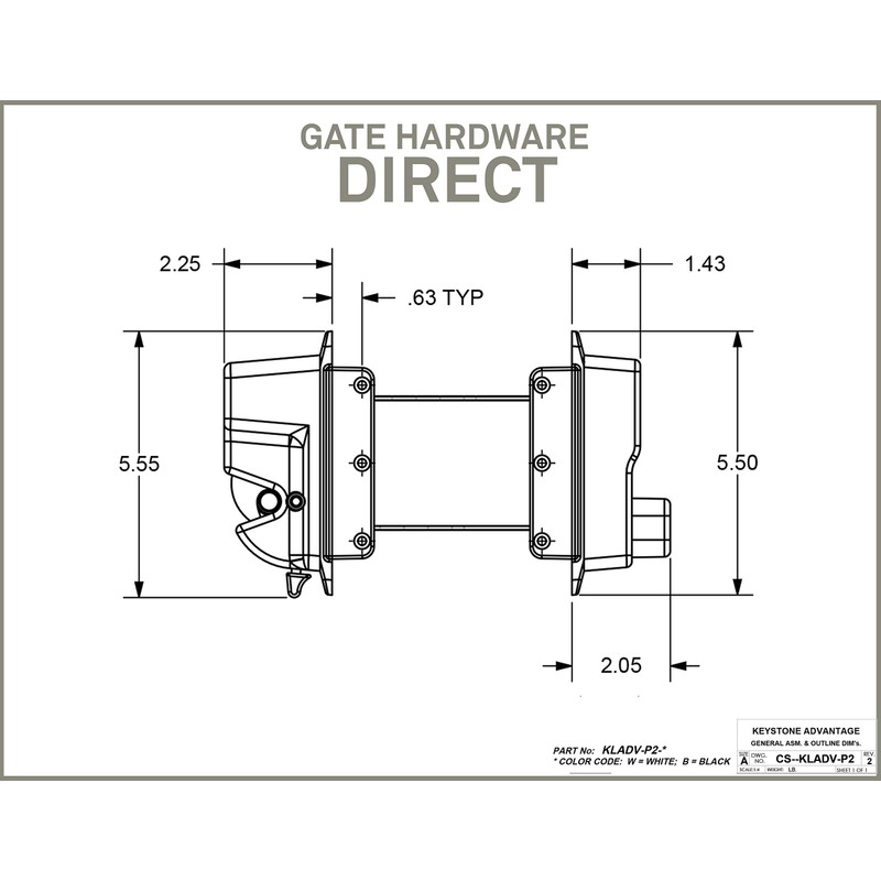 Keystone Black Zinc Diecast Metal Key Lockable Latch | 2-Sided