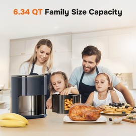 iPower Air Fryer - 6.34 QT Digital Airfryer with 12 Presets Functions and Visible Window, Nonstick and Dishwasher-Safe Basket, 1700 Watts, Gray