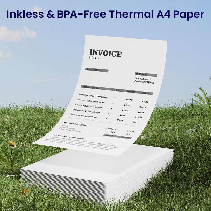 Phomemo A4 Printer Paper, White Single Sheet Quick-Drying Thermal Paper