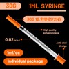 U-100 1mL Syringe 30Ga 1/2" 12.7mm Disposable Tools, Sterile Individually