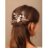 Teyglen Bridal Flower Hair Pins Rose Gold Pearl Crystal Hair