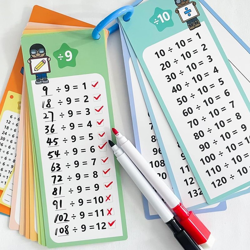 Times Tables Flash Cards, Multiplication Tables for Kids, 15 Pcs