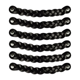 Brute Strength - Leather Handles for Furniture - Braided - Black - 6 pcs - 7-7/8 x 1 ’’ - Leather Drawer Pull - Leather Drawer knobs - Cabinet pulls - Kitchen, bathroon, Dresser