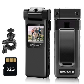 CAMMHD V1-32G Body Cam with 180° Rotating Lens, HD 1080P Body Cam with Rear Clip, Motion Detection and 1.3 Inch Colour Screen, Portable Body Camera for Outdoor Sports/Cycling/Police