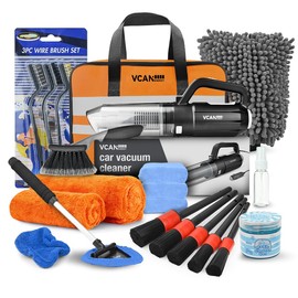 Car Cleaning kit, Car Interior Detailing kit with 10000pa Car Vacuum Cleaner, Detailing Brush Set, Wheel Brush, Windshield Cleaner Tool, Complete Auto Accessories for Men, Women