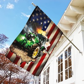 FLAGWIX Flags-Tractor Farmer American Flag THB2370F1, House Flag (29.5" x 39.5")-USA House Garden Flags Premium Polyester-Decorative Outdoor Flags