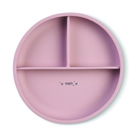 SARO "Food & Fun" 3-Compartment Silicone Plate: Suction Base, Baby-Led Weaning Toddler Feeding Plate (Nude Pink)