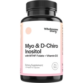 Wholesome Story Myo-Inositol & D-Chiro Inositol Capsules with MTHF, Folate, Vitamin D| Support for Ovarian Function, Hormone Balance, & Homocysteine Levels | Fertility Supplements for Women | 40:1 Ratio