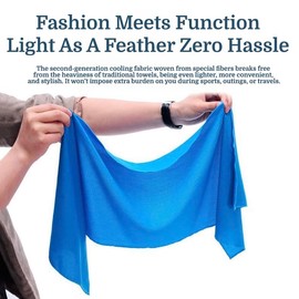 Barbunos Coniglio Cooling Towel for Sports, 40 x 12 inches, Chilly Ice Towels for Running, Yoga, Fishing, Sport, Workout, Gym, Fitness & More Activities, Especially for Summer - 5 Pack (Blue Set)